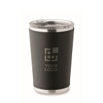 Copo de aço inoxidável com manga amovível de pele sintética 350 ml cor preto vista principal