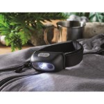 Lanterna de cabeça recarregável e ajustável com 3 modos de iluminação cor preto vista conjunto