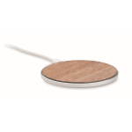 Carregador circular sem fios com detalhe superior de nogueira 15 W cor madeira