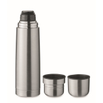 Termos de aço inoxidável reciclado com 2 chávenas na tampa 750 ml cor prateado mate