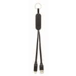 Porta-chaves e suporte para telemóvel com cabos de carga de 26 cm cor preto