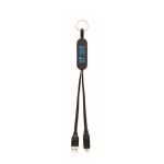 Porta-chaves e suporte para telemóvel com cabos de carga de 26 cm cor preto vista principal