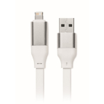 Porta-chaves e suporte para telemóvel com cabos de carga de 26 cm cor branco