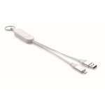 Porta-chaves e suporte para telemóvel com cabos de carga de 26 cm cor branco