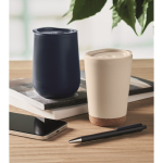 Copo takeaway de parede dupla, fecho deslizante na tampa 300ml cor azul-marinho vista conjunto