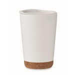 Copo takeaway de parede dupla com detalhe de cortiça na base 300 ml cor branco