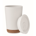 Copo takeaway de parede dupla com detalhe de cortiça na base 300 ml cor branco segunda vista