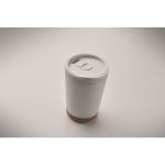 Copo takeaway de parede dupla com detalhe de cortiça na base 300 ml cor branco vista fotografia terceira vista
