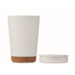 Copo takeaway de parede dupla com detalhe de cortiça na base 300 ml cor branco quinta vista