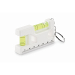 Porta-chaves com duplo nível de bolha, régua de 7 cm e base magnética cor branco