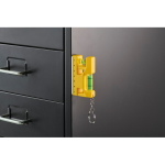 Porta-chaves com duplo nível de bolha, régua de 7 cm e base magnética cor amarelo vista fotografia terceira vista