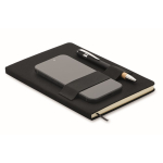 Caderno e caneta com fita elástica para telemóvel e caneta A5 cor preto segunda vista