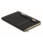 Caderno e caneta com fita elástica para telemóvel e caneta A5 cor preto sexta vista