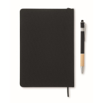 Caderno e caneta com fita elástica para telemóvel e caneta A5 cor preto sétima vista