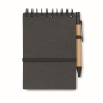 Bloco de notas com caneta de tinta azul e fita elástica de fecho B7 cor cinzento-escuro
