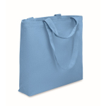 Saco de tecido reciclado com asas curtas e compridas 320 g/m2 cor turquesa