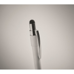 Caneta anti-stress com spinner na parte superior, tinta azul cor branco vista fotografia segunda vista