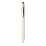 Caneta anti-stress com spinner na parte superior, tinta azul cor branco quinta vista