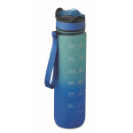 Garrafa de rPET com bocal e horário de consumo de água 1 L cor azul real
