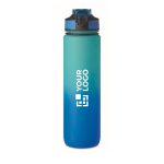 Garrafa de rPET com bocal e horário de consumo de água 1 L cor azul real vista principal