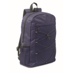 Mochila de poliéster rPET com bolsos de malha em ambos os lados cor azul