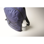 Mochila de poliéster rPET com bolsos de malha em ambos os lados cor azul vista fotografia quarta vista