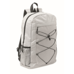 Mochila de poliéster rPET com bolsos de malha em ambos os lados cor branco