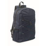 Mochila de poliéster rPET com bolsos de malha em ambos os lados cor azul-marinho
