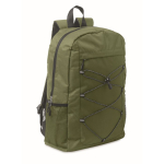 Mochila de poliéster rPET com bolsos de malha em ambos os lados cor verde militar