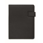Porta-fólio de pele com powerbank e carregador sem fios A4 cor preto