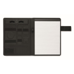 Porta-fólio de pele com powerbank e carregador sem fios A4 cor preto terceira vista