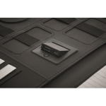 Porta-fólio de pele com powerbank e carregador sem fios A4 cor preto vista fotografia sétima vista