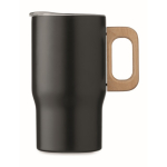 Caneca de aço inoxidável reciclado com pega de madeira 350 ml cor preto quinta vista