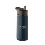 Garrafa de aço inoxidável reciclado com bocal e pega 500 ml cor azul-marinho vista principal