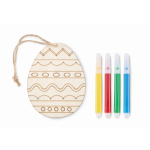 Conjunto para pintar de 1 ovo de Páscoa para pendurar e 4 marcadores cor madeira