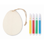 Conjunto para pintar de 1 ovo de Páscoa para pendurar e 4 marcadores cor madeira segunda vista