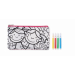Estojo para lápis com figuras para pintar com marcadores cor cor-de-rosa