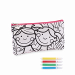 Estojo para lápis com figuras para pintar com marcadores cor cor-de-rosa segunda vista