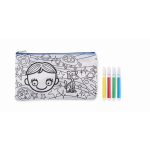 Estojo para lápis com figuras para pintar com marcadores cor azul real