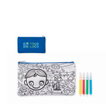 Estojo para lápis com figuras para pintar com marcadores cor azul real vista principal