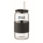 Copo de borossilicato, palhinha a condizer e manga de silicone 550 ml cor preto vista principal