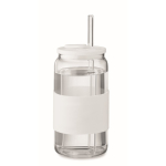 Copo de borossilicato, palhinha a condizer e manga de silicone 550 ml cor branco segunda vista