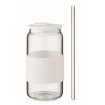 Copo de borossilicato, palhinha a condizer e manga de silicone 550 ml cor branco terceira vista