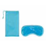 Máscara para dormir com pérolas de gel num saco com fecho de cordão cor azul-claro segunda vista