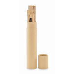 Estojo de papel cilíndrico com conjunto completo de escrita cor bege