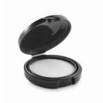 Bálsamo labial vegan com FPS10 e aroma a baunilha em estojo redondo cor preto