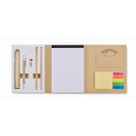 Conjunto de bloco de notas com notas adesivas e conjunto de escrita cor bege