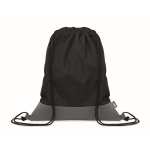 Mochila de cordão de poliéster rPET com detalhes de pele na base cor preto