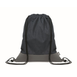 Mochila de cordão de poliéster rPET com detalhes de pele na base cor azul-marinho