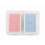 Conjunto de 2 baralhos de cartas de 54 cartas em estojo transparente cor transparente
